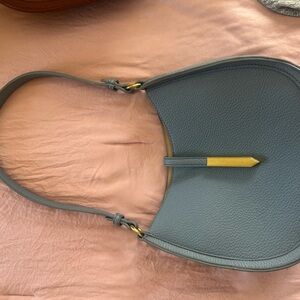 Elegant Gray Leather Women's Bag